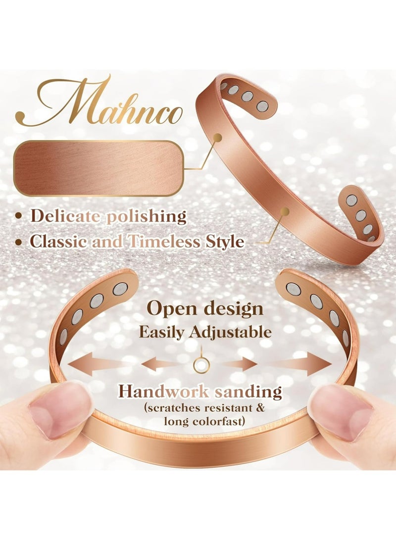 Trikeel 2pcs Copper Bracelets for Women Men: Lymph Detox Magnetic Bracelet, 100% Pure Copper Bracelet with 6 Magnets 3500 Gauss - Copper Jewelry Gifts - Image 4